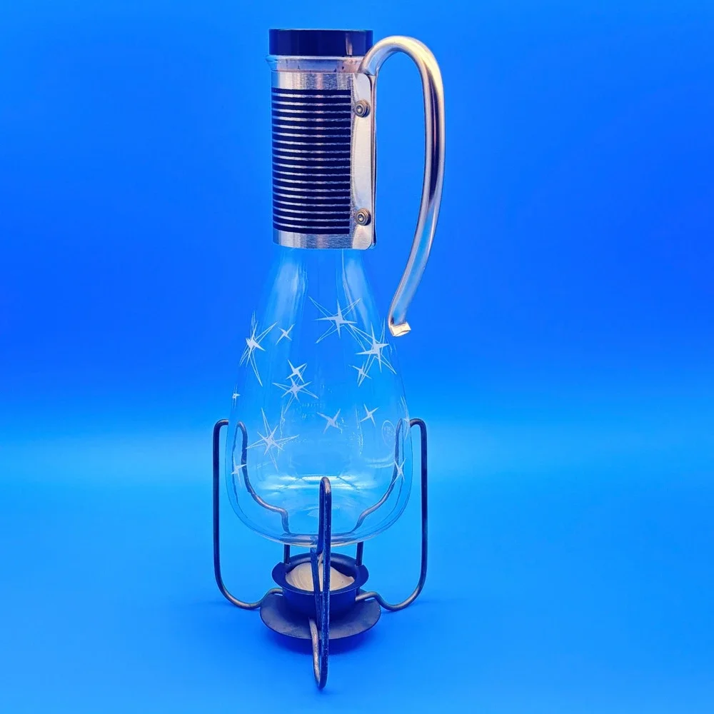Vintage Pyrex Atomic Starburst Coffee Carafe with Warmer 10
